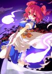  cleavage flower ghost hair_bobbles hair_ornament hitodama large_breasts minoru onozuka_komachi pink_eyes pink_hair red_eyes red_hair redhead scythe short_hair solo spider_lily touhou twintails 