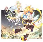  96mame angel_wings blonde_hair blue_eyes child choker food fruit highres kagamine_len kagamine_len_(append) male nail_polish solo strawberry vocaloid vocaloid_append wings 