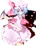  aa44 bat_wings blue_hair bow fang hat highres pink_eyes remilia_scarlet solo touhou wings 