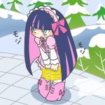  basket blush dress frills gothic_lolita hair_ornament kakushiaji lolita_fashion official_style panty_&amp;_stocking_with_garterbelt pink_dress pink_shoes snow solo stocking_(character) stocking_(psg) sweet_lolita tree winter 