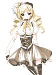  blonde_hair drill_hair gloves hat highres long_hair magical_girl mahou_shoujo_madoka_magica skirt solo takelu thigh-highs thighhighs tomoe_mami twintails yellow_eyes 