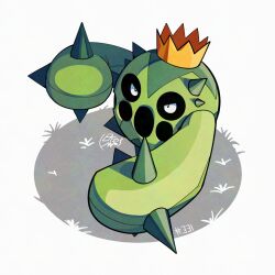  cacnea crown mistray-art no_humans numbered plant_monster pokemon pokemon_(creature) signature simple_background solo spikes white_background 
