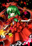  absurdres bow dress frills giwa green_hair hair_bow highres kagiyama_hina leaf solo touhou 