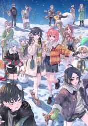  6+boys 6+girls absurdres ahoge aran_sweater beanie black-framed_eyewear black_eyes black_gloves black_hair black_hoodie black_jacket black_shoes black_skirt blonde_hair blunt_bangs brother_and_sister brown_hair brown_shoes bucket cable_knit coat commentary dog drawstring ebina_hina everyone gloves green_eyes green_gloves green_jacket green_scarf grey_hair hair_ornament hairclip hat hayama_hayato highres hikigaya_hachiman hikigaya_komachi hiratsuka_shizuka holding holding_shovel holding_snowboard hood hoodie isshiki_iroha jacket kawasaki_keika kawasaki_saki kneeling long_hair looking_at_viewer medium_hair mittens miura_yumiko multiple_boys multiple_girls official_artist_extra orange_jacket parted_bangs pink_gloves pink_hair plaid_clothes plaid_scarf ponkan_8 red_scarf scarf shoes short_hair shovel siblings sisters skirt smile snowball snowboard snowing snowman socks standing striped_clothes striped_scarf sweater symbol-only_commentary teacher_and_student thigh-highs tobe_kakeru totsuka_saika tree vertical-striped_clothes vertical-striped_scarf very_long_hair white_scarf white_socks white_thighhighs winter x_hair_ornament yahari_ore_no_seishun_lovecome_wa_machigatteiru. yellow_gloves yuigahama_yui yukinoshita_haruno yukinoshita_yukino zaimokuza_yoshiteru 
