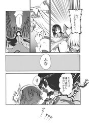  2girls blush bow branch comic dress embarrassed from_behind fujiwara_no_mokou hair_bow highres houraisan_kaguya jeweled_branch_of_hourai long_hair long_sleeves monochrome multiple_girls open_mouth power-up shinoasa sleeves_past_wrists sweatdrop touhou translated 