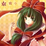  amane_kurumi frills green_eyes green_hair kagiyama_hina solo touhou 