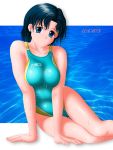  bishoujo_senshi_sailor_moon blush large_breasts mizuno_ami one_piece_swimsuit sailor_mercury smile wet 