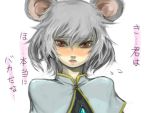  animal_ears blush capelet face ginji ginji_(sakaki_summer) grey_hair jewelry mouse_ears nazrin pendant portrait red_eyes solo touhou translated tsundere 