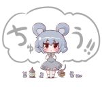  absurdres animal_ears blush chibi flat_gaze grey_hair highres jeweled_pagoda maitora mouse mouse_ears mouse_tail nazrin red_eyes short_hair solo tail touhou 