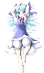  absurdres barefoot bloomers blue_eyes blue_hair cirno highres lying short_hair solo toor_0111 touhou wings 