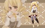  artist_request blonde_hair breasts hat highres mahou_shoujo_madoka_magica smile source_request thigh-highs thighhighs tomoe_mami yellow zoom_layer 