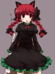  animal_ears braid cat_ears kaenbyou_rin kt2 red_eyes red_hair redhead short_hair solo touhou twin_braids twintails 