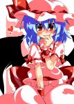  bat_wings blue_hair gin_(shioyude) gin_946 hat highres red_eyes remilia_scarlet short_hair solo touhou wings 