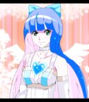  angel_wings bad_id bare_shoulders choker green_eyes hair_ribbon heart letterboxed multicolored_hair panty_&amp;_stocking_with_garterbelt ribbon smile solo stocking_(character) stocking_(psg) tukimineko two-tone_hair wings 