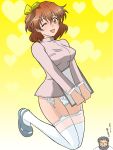  artist_request bottomless brown_eyes brown_hair clipboard fresh_precure! fresh_pretty_cure! garter_belt hanamiya_mitsuhiko open_mouth panties precure pretty_cure ribbon sandals smile source_request thigh-highs thighhighs underwear wink yamabuki_inori 