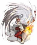  bad_id fire fujiwara_no_mokou harurie long_hair red_eyes silver_hair solo sword touhou very_long_hair weapon 