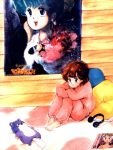  bed kazuki_mai leg_hug magical_emi mahou_no_star_magical_emi official_art pajamas poster 
