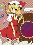  adomi ascot bad_id blonde_hair doughnut flandre_scarlet food hat red_eyes side_ponytail solo touhou wings 