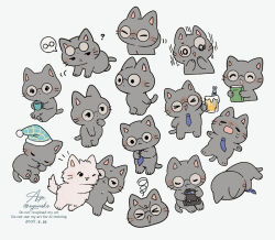  >_< :< :3 :d ? ^_^ alcohol animal animal_focus ayu_(mog) beer beer_mug blue_hat blue_necktie blush book cat closed_eyes closed_mouth commentary_request cup eyewear_on_head fang fang_out fish glasses grey_cat hat holding holding_book holding_cup mug multiple_views necktie nightcap no_humans original round_eyewear signature simple_background sleeping smile solid_circle_eyes squiggle suitcase surprised sweat sweatdrop tears twitter_username watermark white_background white_cat 