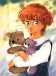  child hug kazuki_mai mahou_no_star_magical_emi official_art redhead stuffed_animal 
