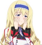  blonde_hair blue_eyes blush cecilia_alcott curly_hair drill_hair hairband infinite_stratos long_hair ribbon ribonzu school_uniform 