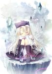  bad_id boots fate/stay_night fate_(series) hat hime03 illyasviel_von_einzbern long_hair lowres solo white_hair 