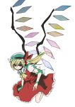  ascot blonde_hair dress flandre_scarlet hat magnetic red_eyes side_ponytail solo the_embodiment_of_scarlet_devil touhou wings 