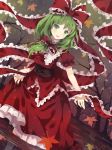  bow clover4th dress frills green_eyes green_hair hair_bow kagiyama_hina leaf nyanya solo touhou water 