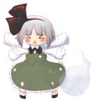  &gt;_&lt; blush chibi closed_eyes eyes_closed flapping katanakko_daisuki katanako_daisuki konpaku_youmu konpaku_youmu_(ghost) myon open_mouth short_hair silver_hair smile solo touhou waving 