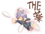  animal_ears blazer bunny_ears fuji-k necktie purple_hair red_eyes reisen_udongein_inaba skirt solo suppository thigh-highs thighhighs touhou translated translation_request white_legwear white_thighhighs wink 