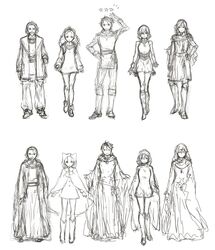  animal_ears bad_id butz_klauser cape cat_ears character_request cloak faris_scherwiz final_fantasy final_fantasy_v galuf_halm_baldesion hand_on_hip hips krile_mayer_baldesion lenna_charlotte_tycoon seki_sai sketch standing star white_mage 