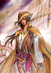  androgynous belt cape faris_scherwiz final_fantasy final_fantasy_v hat liegoma open_clothes open_shirt pirate reverse_trap shirt solo tomboy 