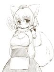  animal_ears detached_sleeves furry hat inubashiri_momiji monochrome shinobe solo tail tokin_hat touhou wolf_ears wolf_tail 