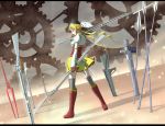  bayonet beret blonde_hair boots detached_sleeves drill_hair dual_wielding fate/stay_night fate_(series) field_of_blades fingerless_gloves firelock flintlock gears gloves gun hair_ornament hairpin hat highres lance_of_longinus letterboxed long_hair magical_girl mahou_shoujo_madoka_magica musket neon_genesis_evangelion pale_skin parody pleated_skirt polearm puffy_sleeves ribbon rifle short_hair skirt smile solo spear teresa007 thigh-highs thighhighs tomoe_mami twin_drills unlimited_blade_works vertical-striped_legwear vertical_stripes weapon yellow_eyes zettai_ryouiki 