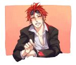  bad_id blush final_fantasy final_fantasy_vii food fork fruit male red_hair redhead reno solo sryk strawberry sunglasses 