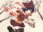  animal_ears catgirl mitsumi_misato scarf snow thigh-highs thighhighs zettai_ryouiki 