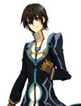  1boy black_hair brown_eyes character_request gloves jude_mathis kmikan male short_hair simple_background solo tales_of_(series) tales_of_xillia white_background 