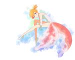  1girl bad_id ballet_shoes ballet_slippers cosplay elbow_gloves gloves goldeen goldeen_(cosplay) kasumi_(pokemon) leotard orange_hair pokemon pokemon_(anime) sekka_koyori side_ponytail solo 