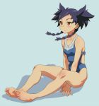  black_hair braid brown_eyes competition_swimsuit feet hands kyoudyu long_hair my-otome nina_wang one-piece_swimsuit soles swimsuit toes twin_braids 