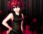  artist_request bare_shoulders breasts dress drill_hair hand_on_hip hips kasane_teto red_eyes red_hair redhead smile solo twintails utau vocaloid wallpaper 