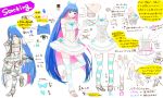  aqua_eyes blue_hair bow breasts character_sheet hair_bow heart highres jpeg_artifacts leg_warmers multicolored_hair panty_&amp;_stocking_with_garterbelt skirt stocking_(character) stocking_(psg) striped striped_legwear striped_thighhighs thighhighs translation_request turnaround wings wokara 