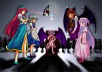  bad_id bat_wings braid chinese_clothes fairy_maid hat hong_meiling izayoi_sakuya koakuma long_hair maid multiple_girls patchouli_knowledge red_eyes red_hair redhead remilia_scarlet scarlet_devil_mansion short_hair sitting the_embodiment_of_scarlet_devil touhou tsuki_no_usagi twin_braids wings 