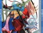  beret blazblue blonde_hair closed_eyes cover eyes_closed hat noel_vermillion official_art ragna_the_bloodedge silver_hair thighhighs 