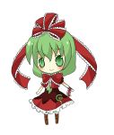  blush bow chibi dress hair_bow kagiyama_hina solo takahashi_kanon touhou 