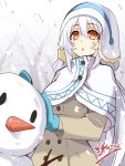  1girl cu-no gloves hat kikyou-0423 long_hair orange_eyes rapua_qive silver_hair snowman solo 