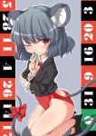  animal_ears bare_legs bowtie card grey_hair highleg holding holding_card kneeling leotard mouse_ears mouse_tail nazrin red_eyes roulette short_hair solo tail tec toramaru_shou touhou wrist_cuffs 