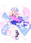  absurdres butterfly fan folding_fan ghost hat highres japanese_clothes long_hair petals pink_hair red_eyes saigyouji_yuyuko solo touhou yu_only_tea_gardens 