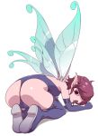  1girl all_fours ass boots elbow_gloves fairy_wings gloves leotard nollety pixie pixie_(megami_tensei) pointy_ears red_eyes redhead shin_megami_tensei short_hair solo thigh-highs thigh_boots wings 