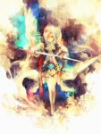  adularia_(personification) celestial_stones highres kiwr original personification solo sword weapon white_hair wings 