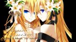  blonde_hair blue_eyes dual_persona flower hair_flower hair_ornament hand_holding highres holding_hands lily_(vocaloid) long_hair looking_back multiple_girls smile vocaloid yuuki_kira 